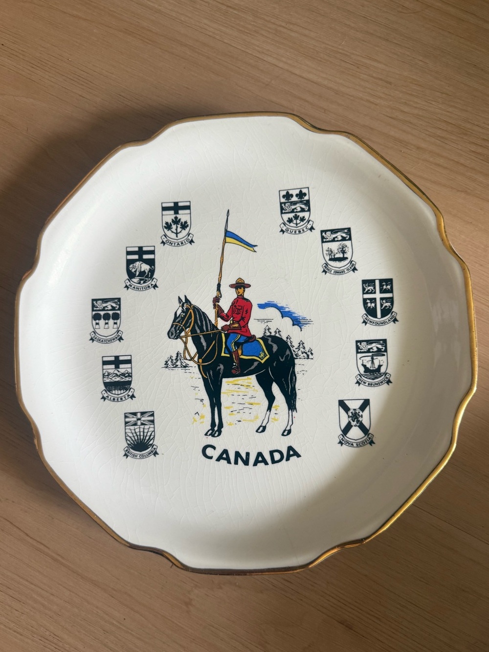 Vintage RCMP Gold Trim Decorative Plate